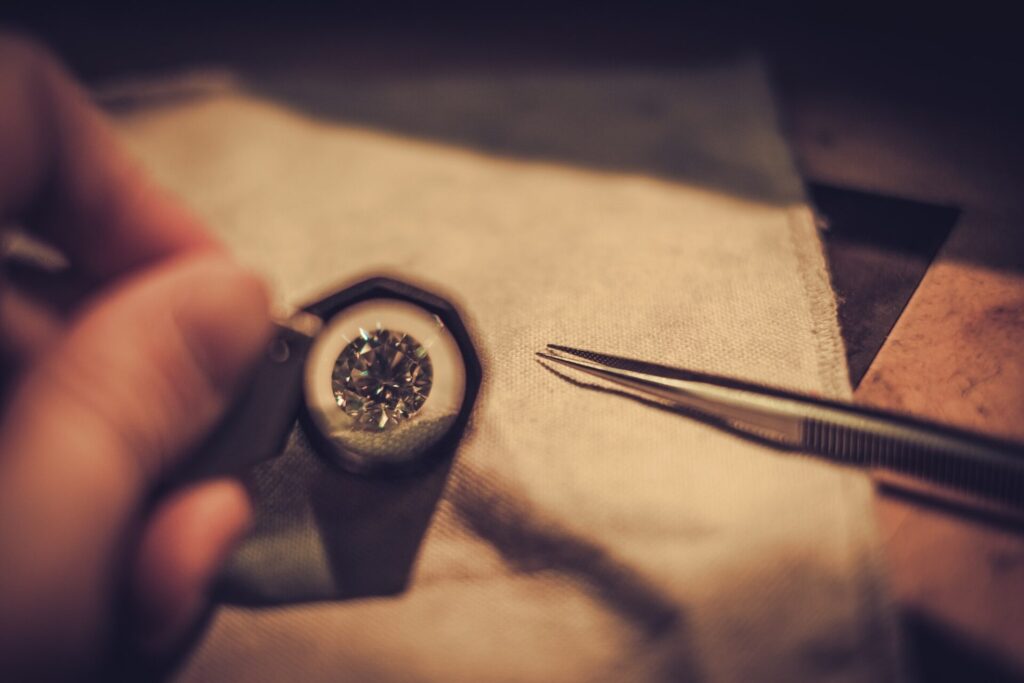 jeweler during the evaluation of jewels